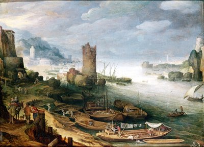 Scène de rivière avec une tour en ruine - Paul Bril